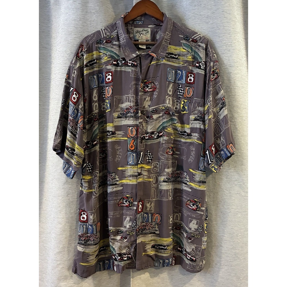 Big‎ Dogs Car Racing Speedway Track Mens Shirt Checkered Flag Size 2XL